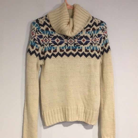Prince & Fox Fair Isle Sweater Cream and Blue  Size Small - Picture 2 of 7